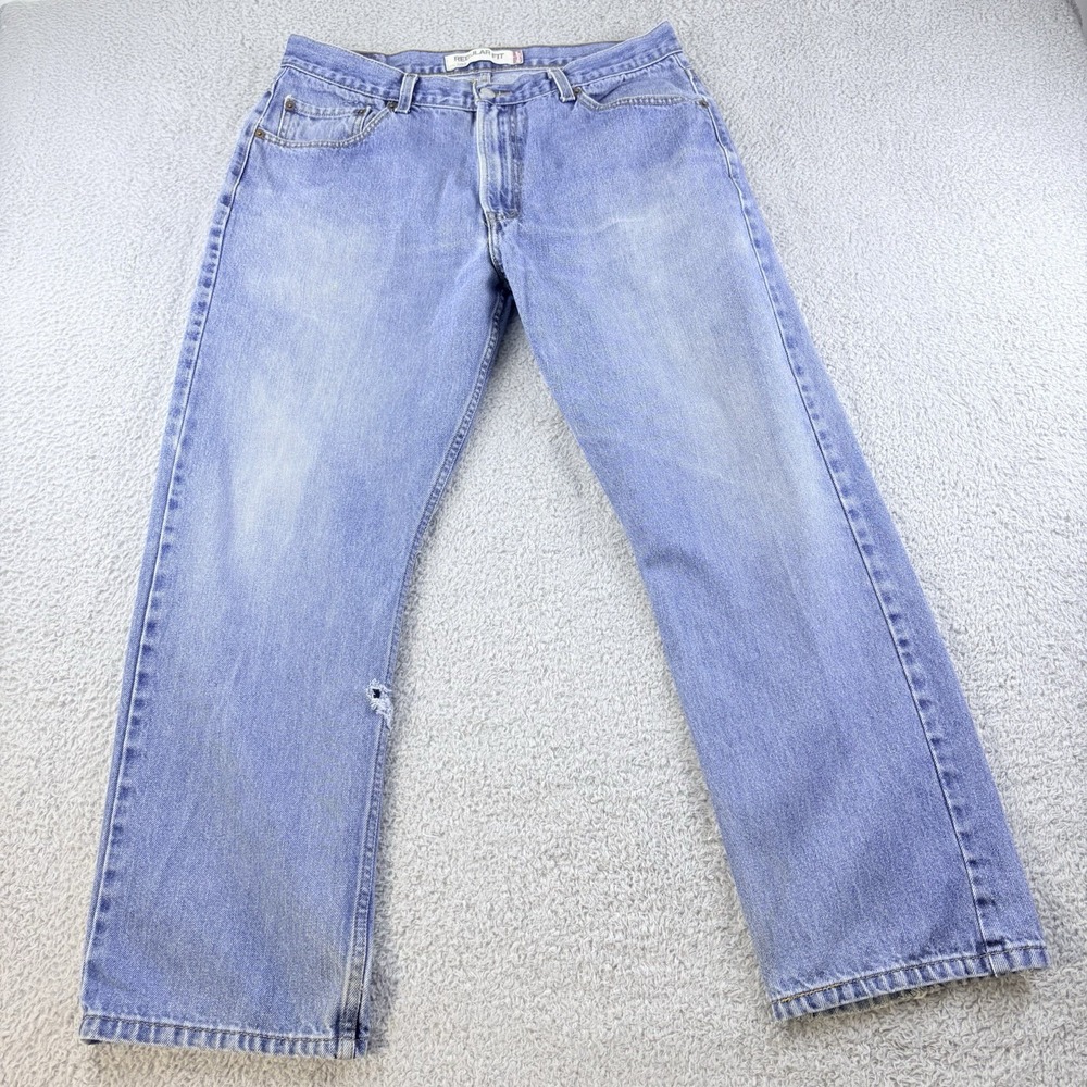 Levis 505 Jeans Mens 36x29 Blue Denim Straight Leg Medium Wash Classic Fit